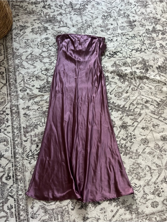 Princess Polly Dresses & Skirts - Princess Polly Strapless Satin Slip Dress in Plum